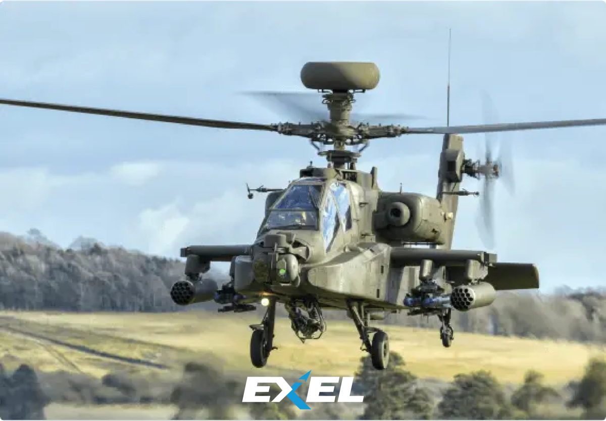 Military aircraft in flight over field